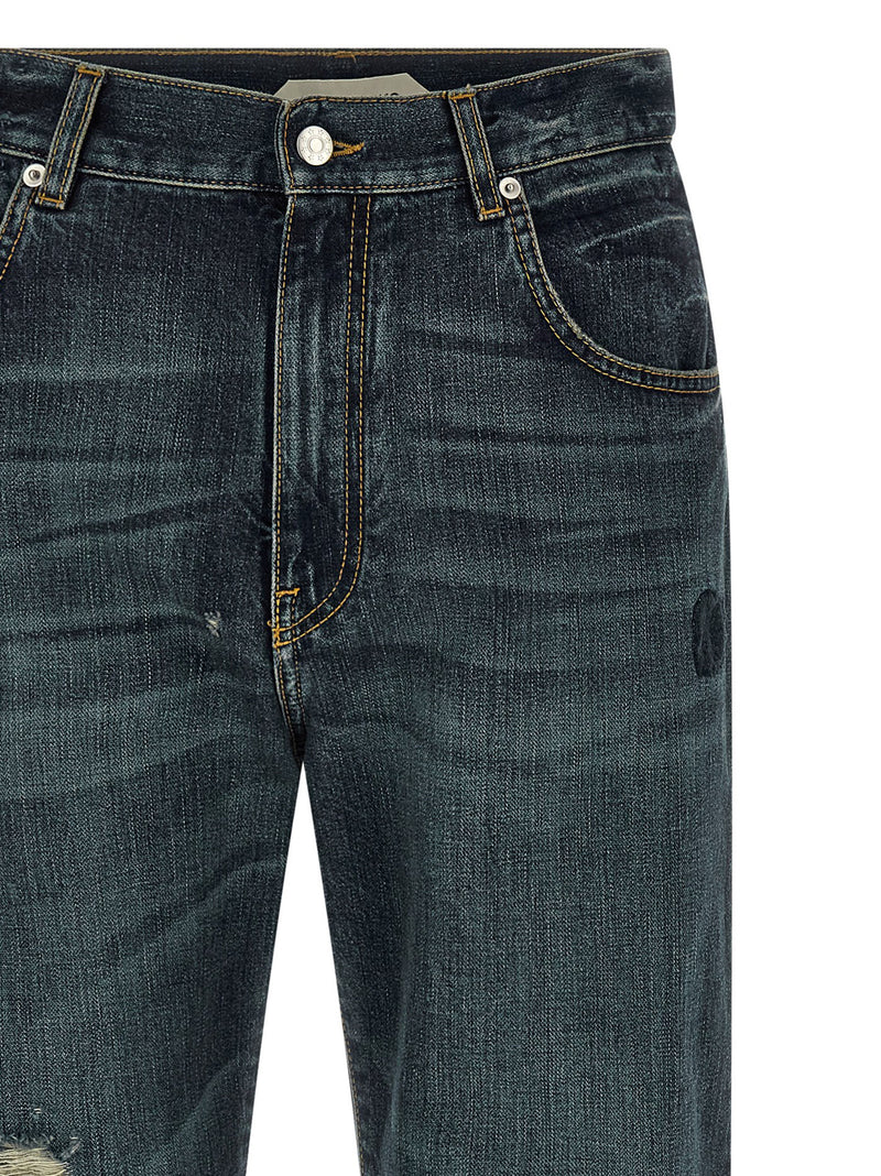 Namacheko Blue Cotton Straight-Leg Jeans