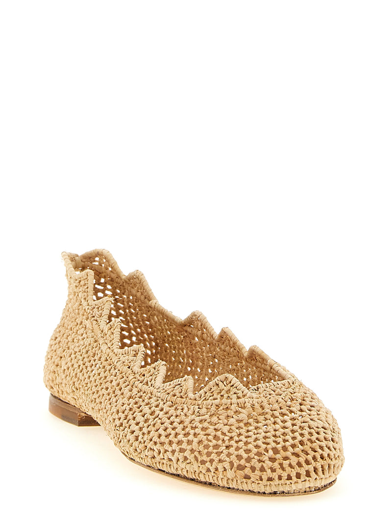ODISSI Harper Beige Viscose Ballet Flats for Women