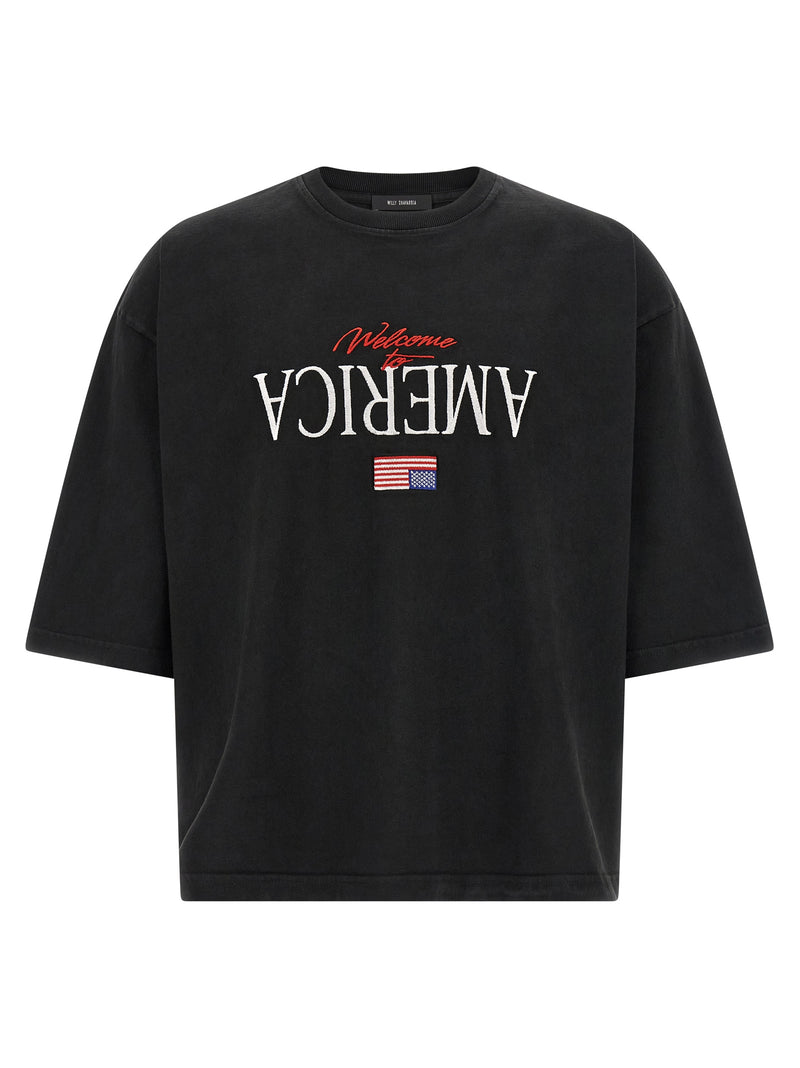 WILLY CHAVARRIA Black Cotton T-Shirt - Welcome To America