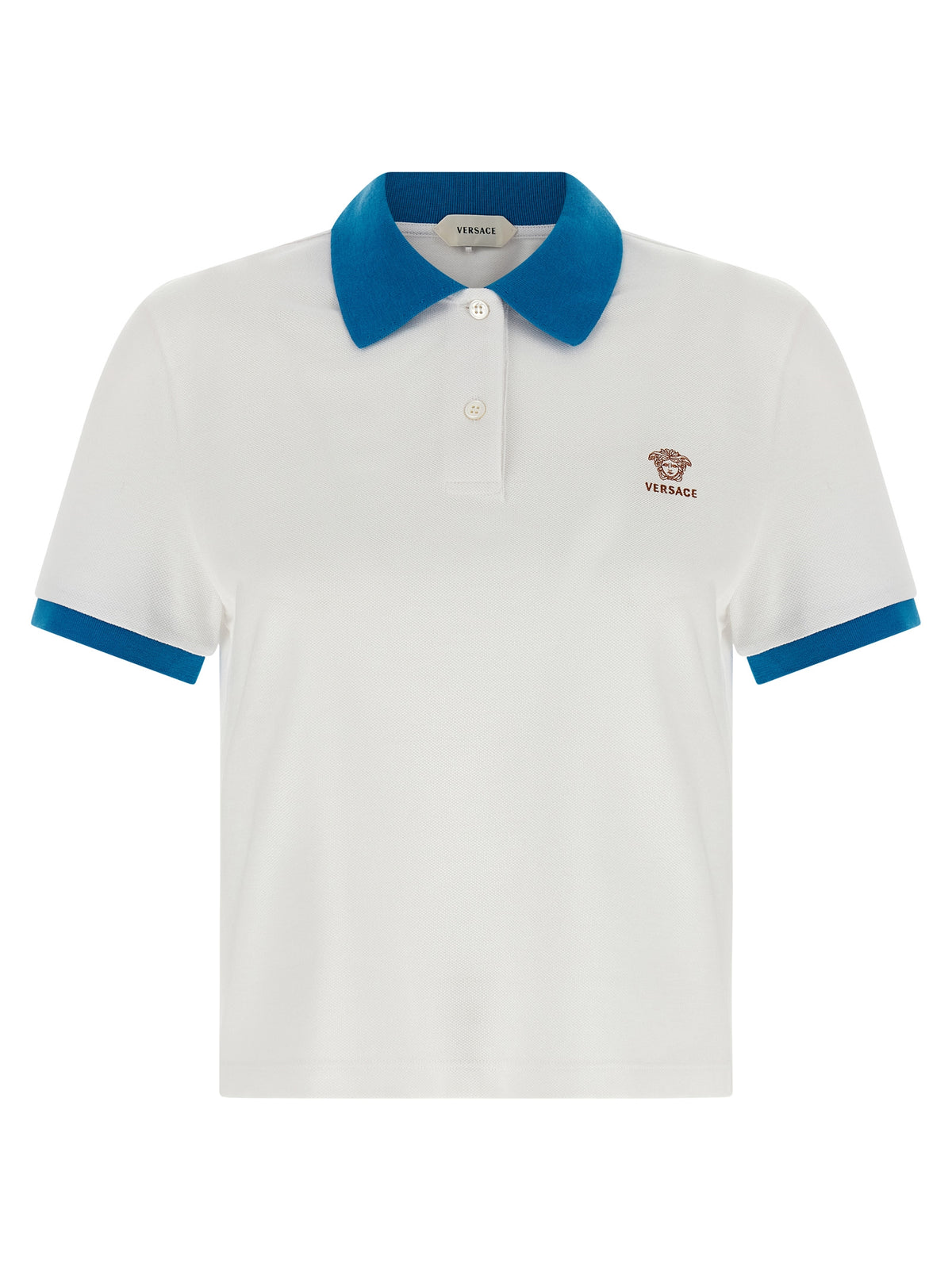 Polo Shirt en Coton Bleu Versace