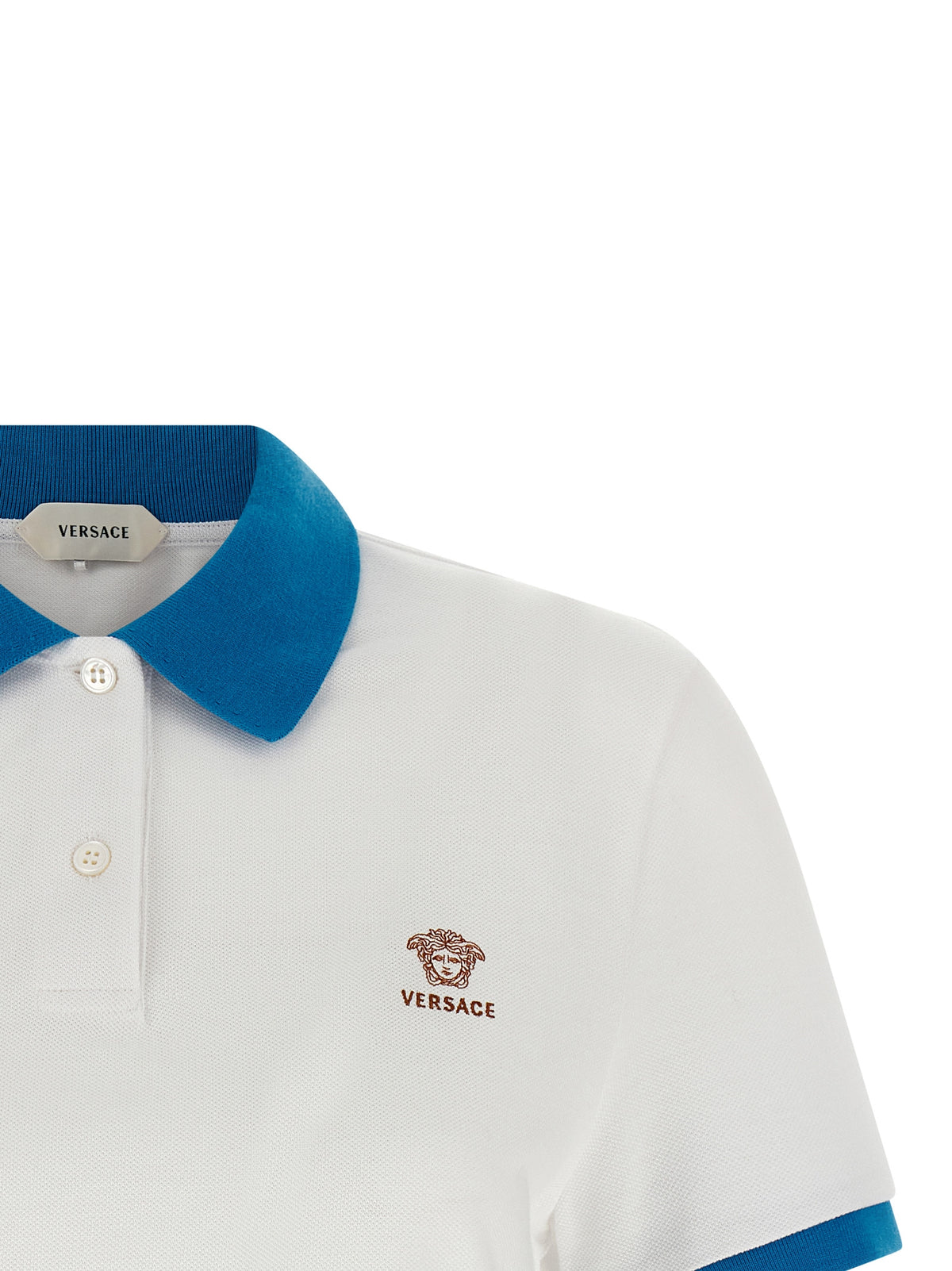 Polo Shirt en Coton Bleu Versace