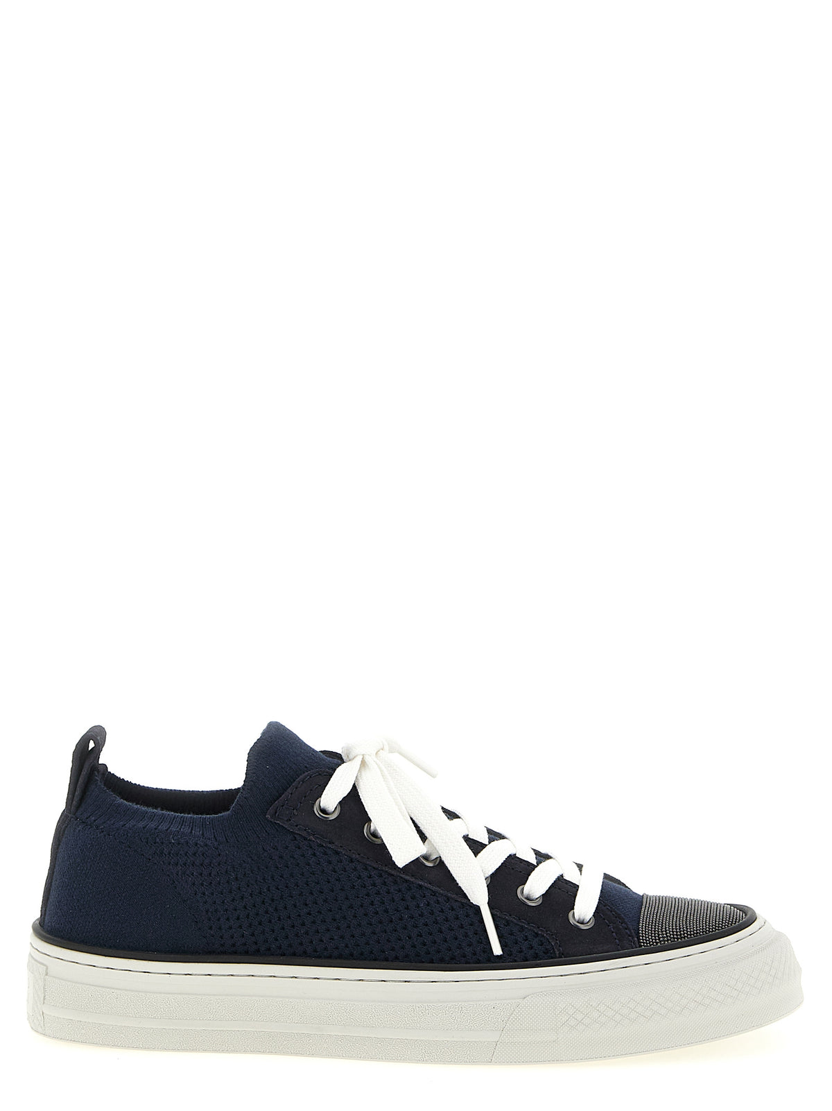 Baskets basses en coton bleu Brunello Cucinelli