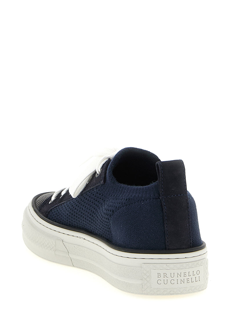 Baskets basses en coton bleu Brunello Cucinelli