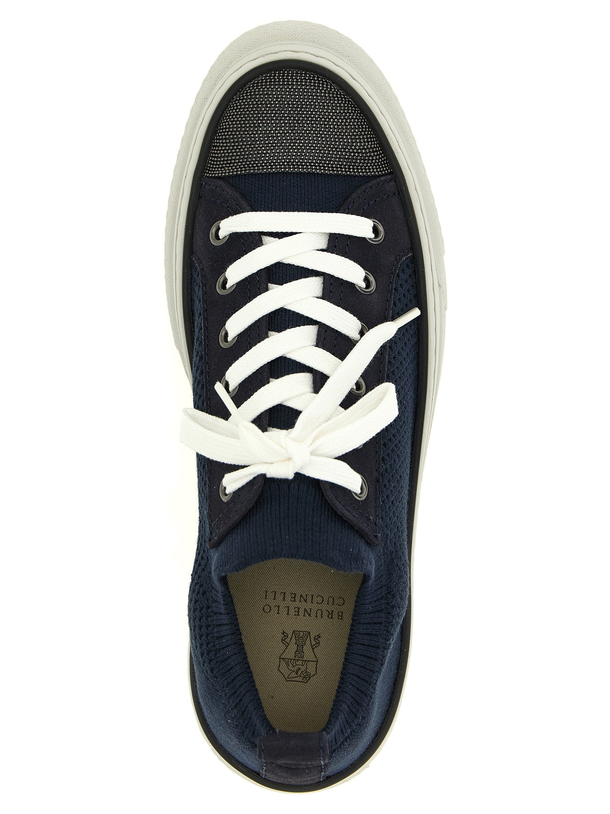 Baskets basses en coton bleu Brunello Cucinelli