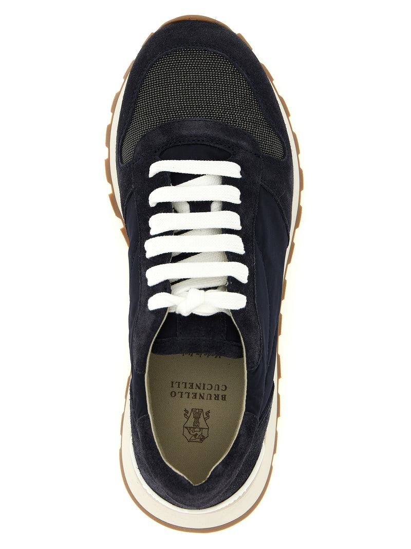 Baskets athlétiques Brunello Cucinelli en polyester bleu