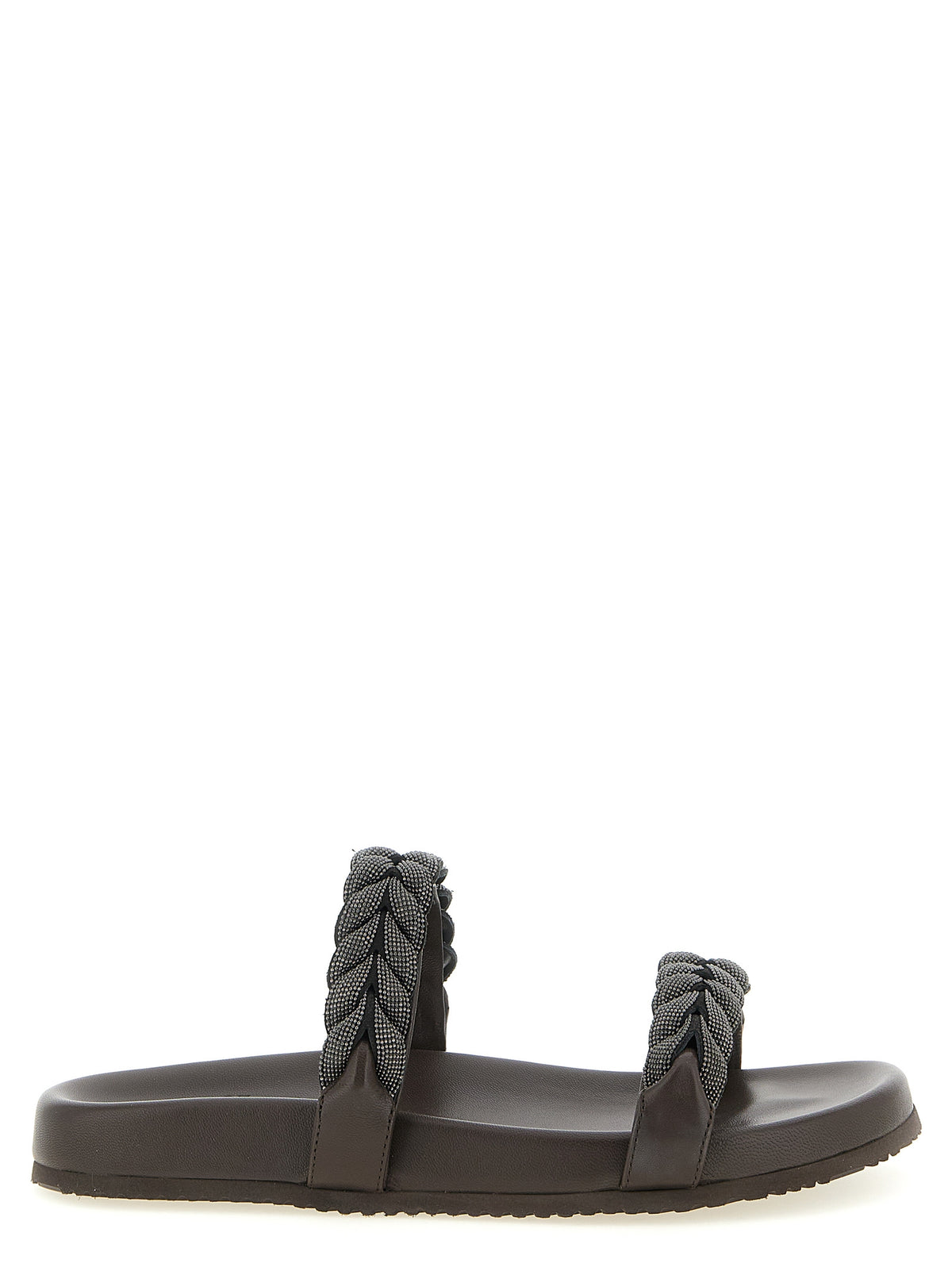 Brunello Cucinelli Brown Leather Slides - Luxurious Comfort