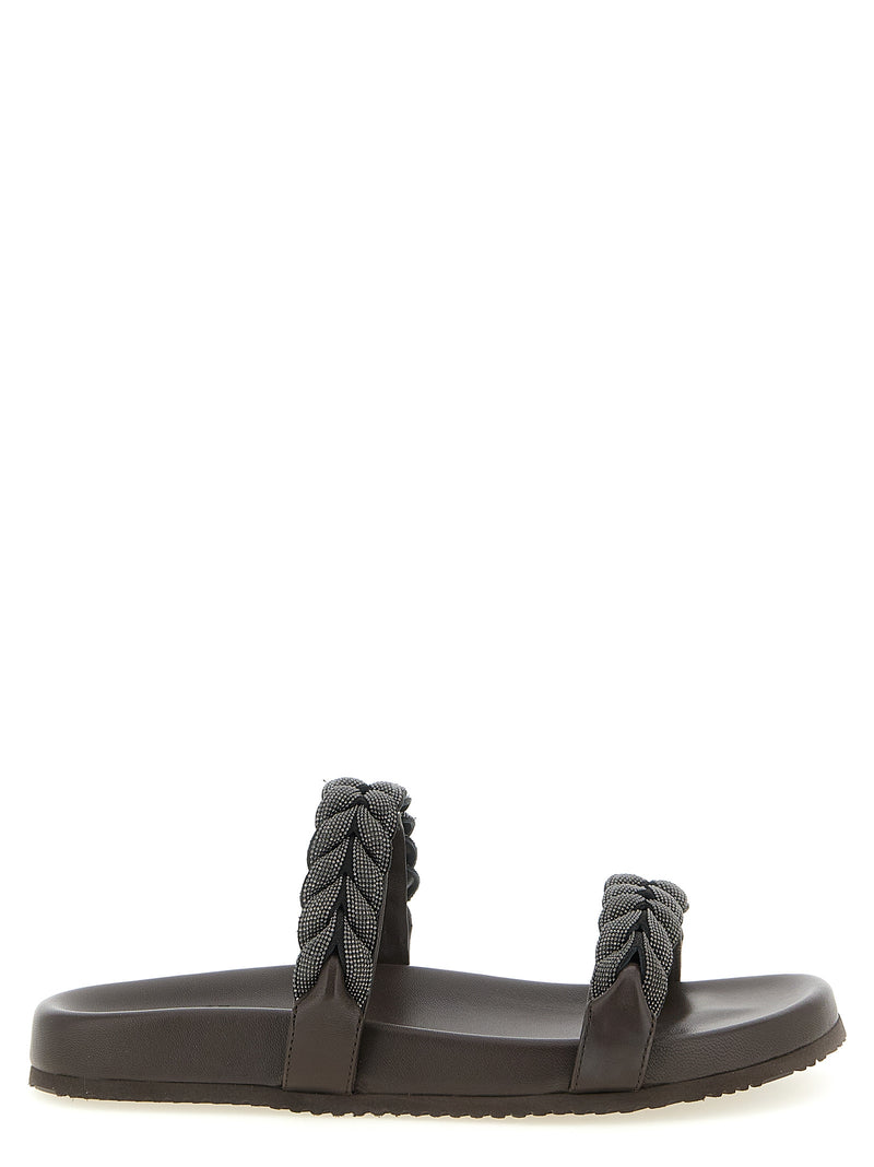 Brunello Cucinelli Brown Leather Slides - Luxurious Comfort