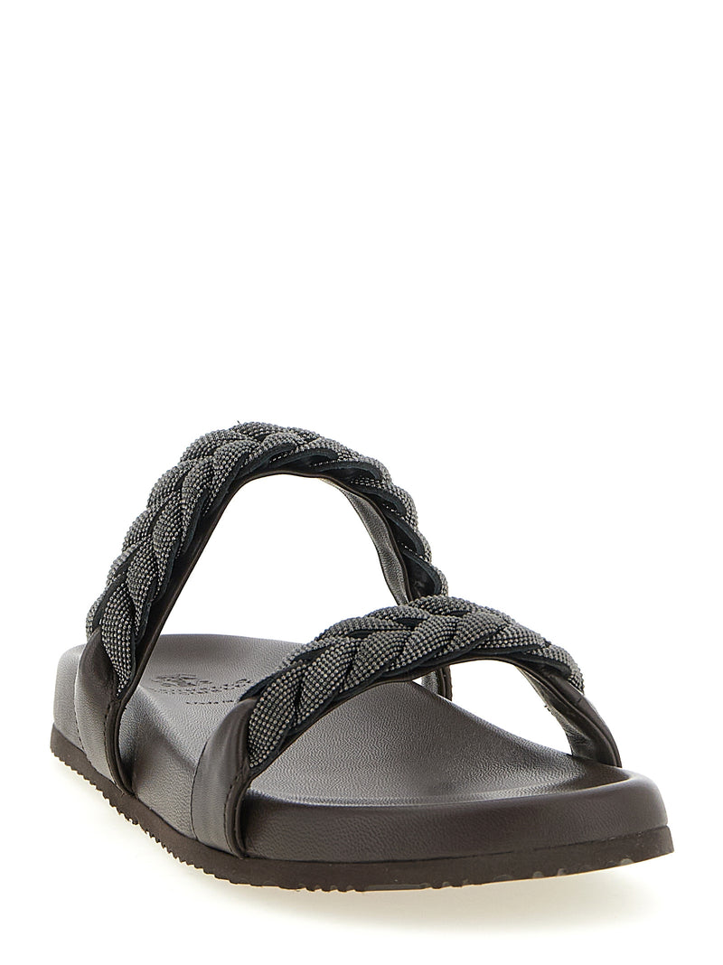 Brunello Cucinelli Brown Leather Slides - Luxurious Comfort