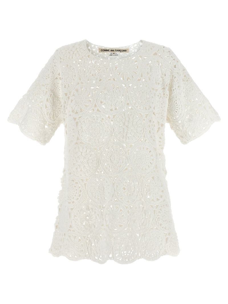 Comme Des Garçons White Cotton T-Shirt with Asymmetric Hem