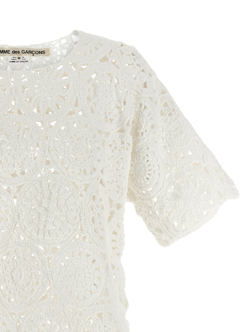 Comme Des Garçons White Cotton T-Shirt with Asymmetric Hem
