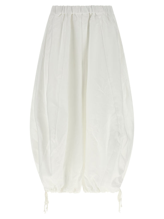 Comme Des Garçons White Crumpled Shiny Twill Casual Pants