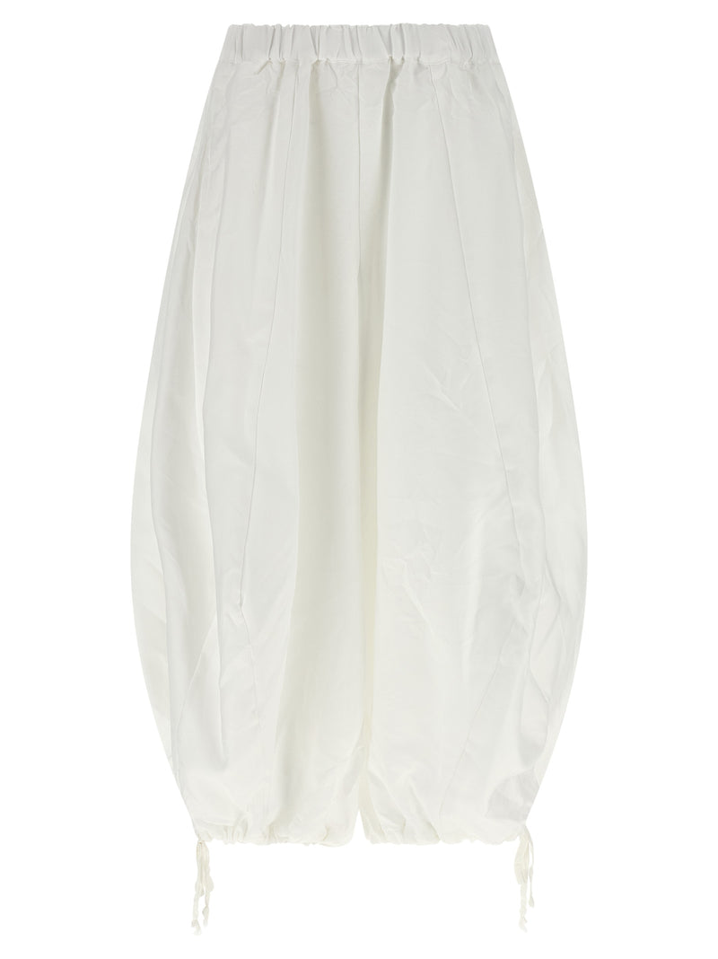 Comme Des Garçons White Crumpled Shiny Twill Casual Pants