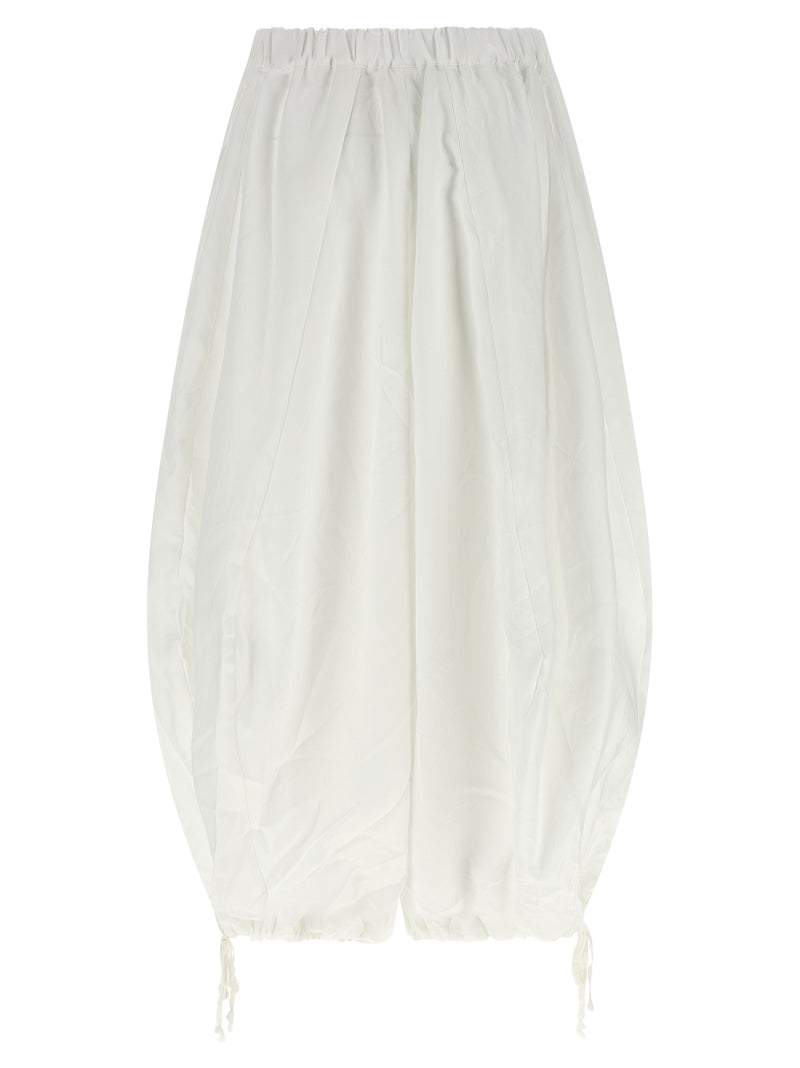 Comme Des Garçons White Crumpled Shiny Twill Casual Pants