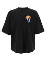 Palm Angels Black Cotton T-Shirt - I Love PA Design