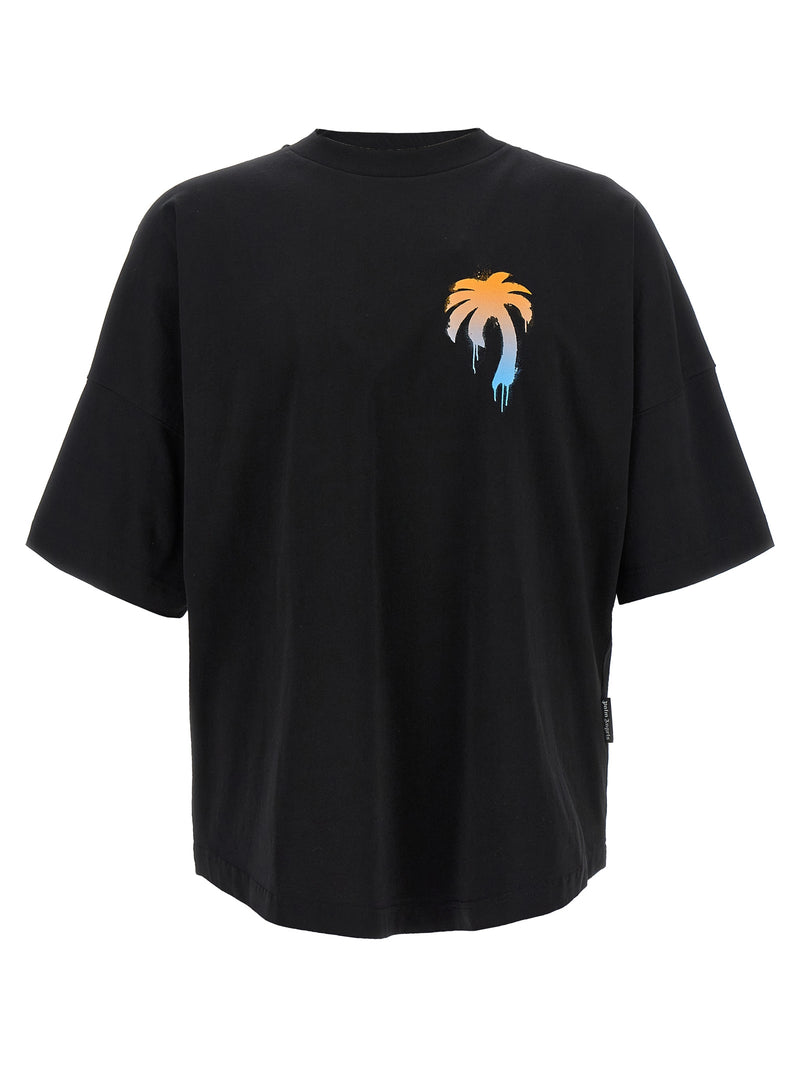 Palm Angels Black Cotton T-Shirt - I Love PA Statement Tee