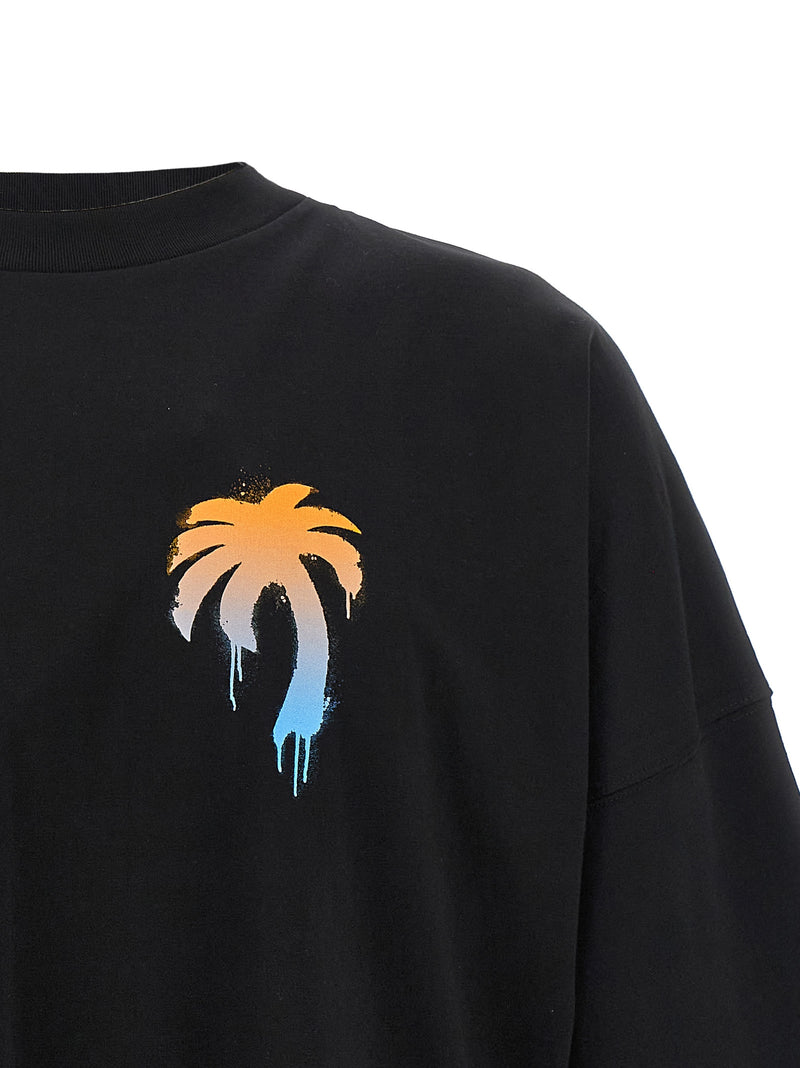 Palm Angels Black Cotton T-Shirt - I Love PA Statement Tee