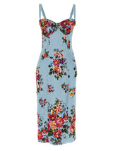 Dolce & Gabbana Blue Viscose Midi Dress - Mazzo di Fiori