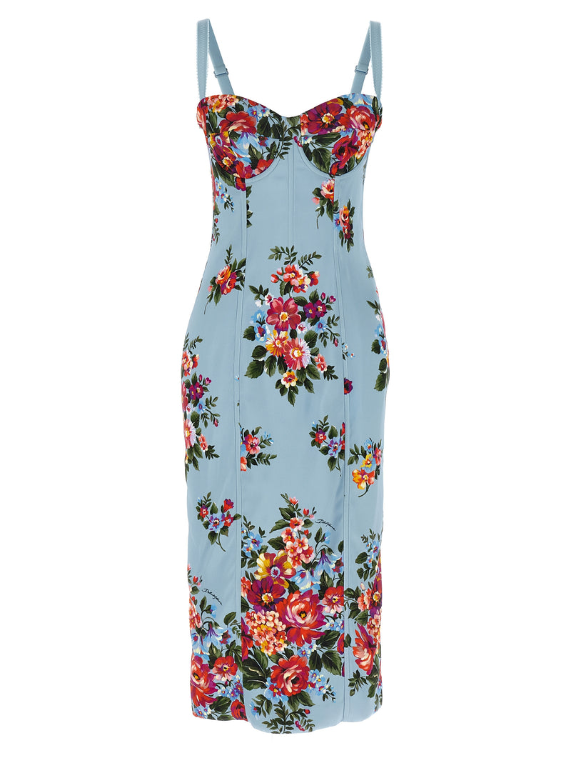 Dolce & Gabbana Blue Viscose Midi Dress - Mazzo di Fiori