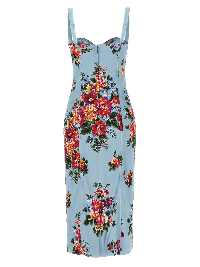 Dolce & Gabbana Blue Viscose Midi Dress - Mazzo di Fiori