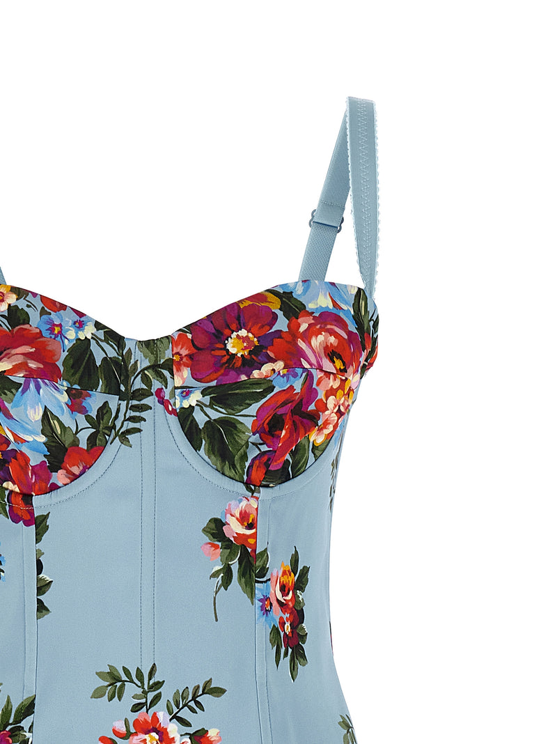 Dolce & Gabbana Blue Viscose Midi Dress - Mazzo di Fiori