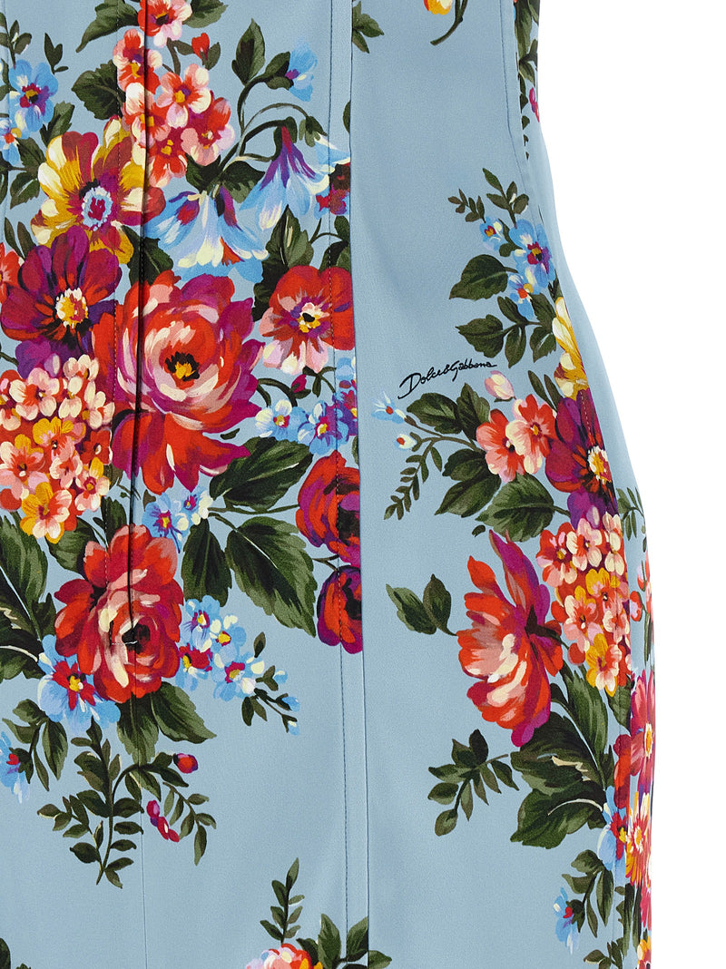 Dolce & Gabbana Blue Viscose Midi Dress - Mazzo di Fiori