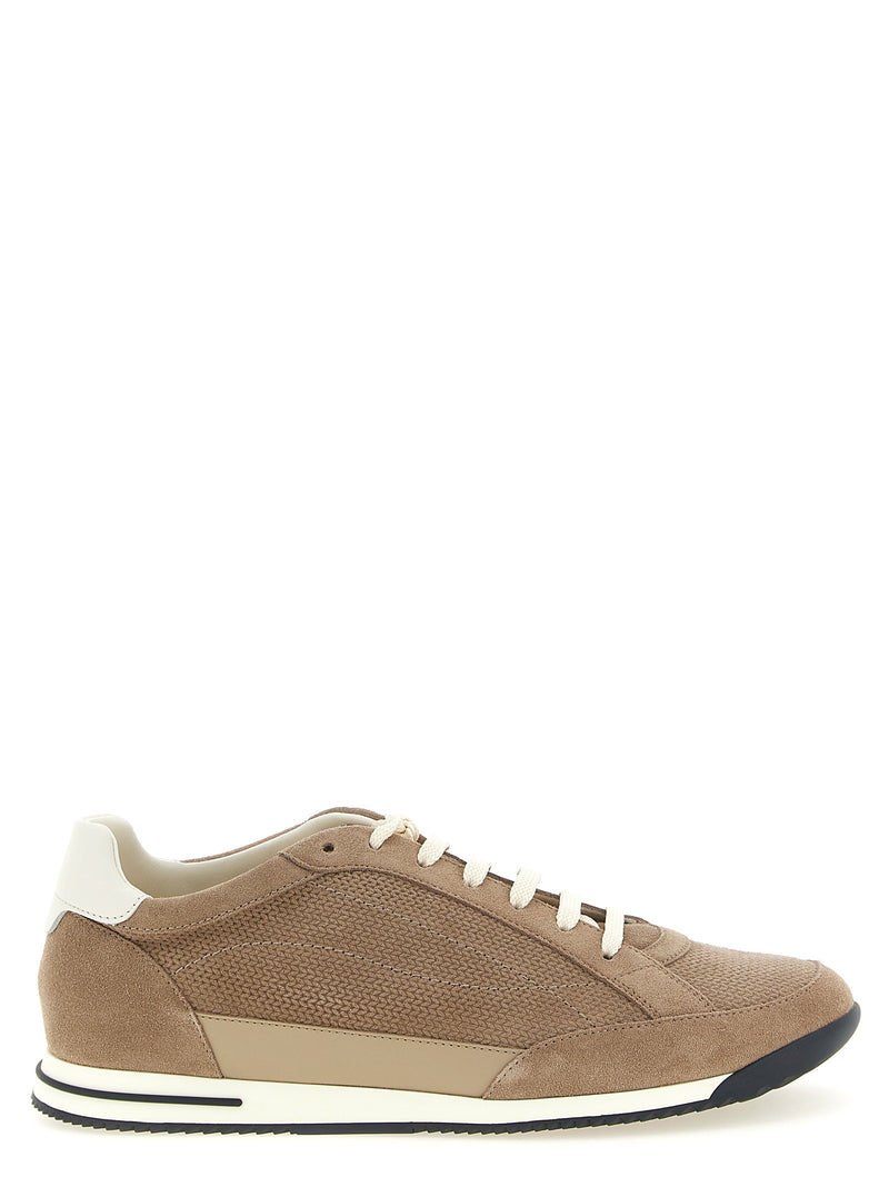 Baskets basses Brunello Cucinelli en cuir de veau beige