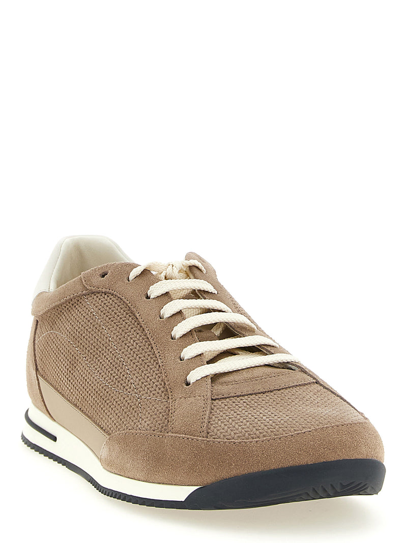 Baskets basses Brunello Cucinelli en cuir de veau beige