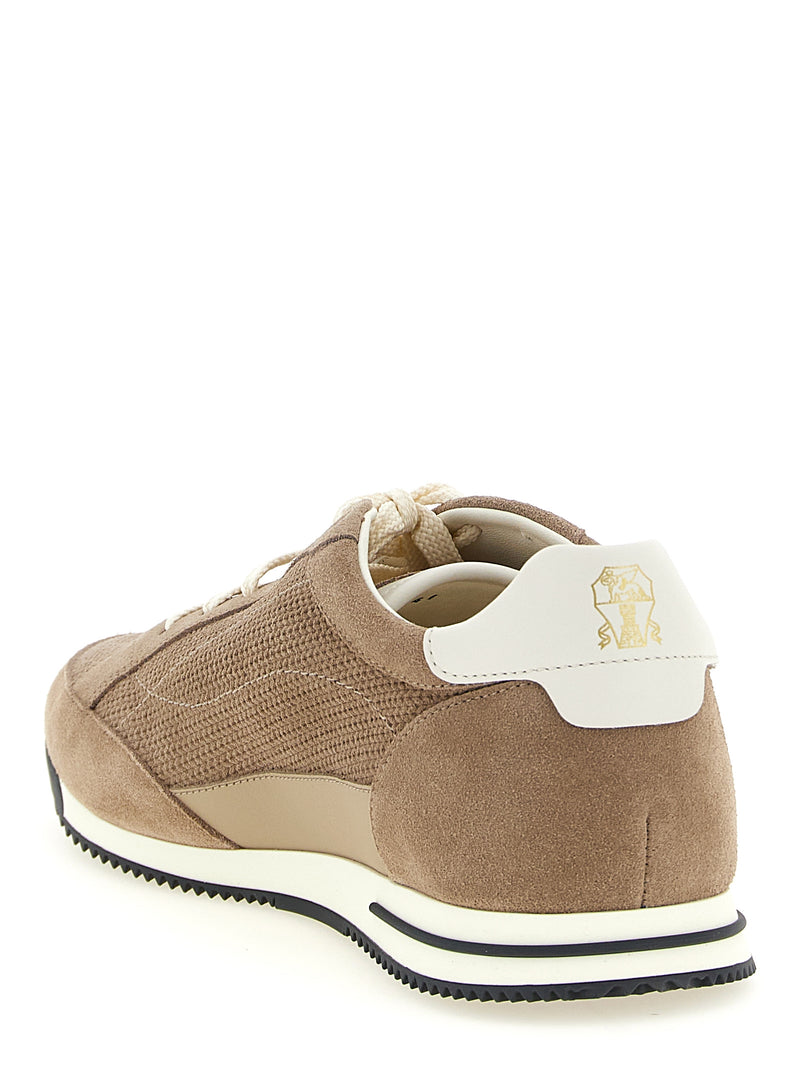 Baskets basses Brunello Cucinelli en cuir de veau beige