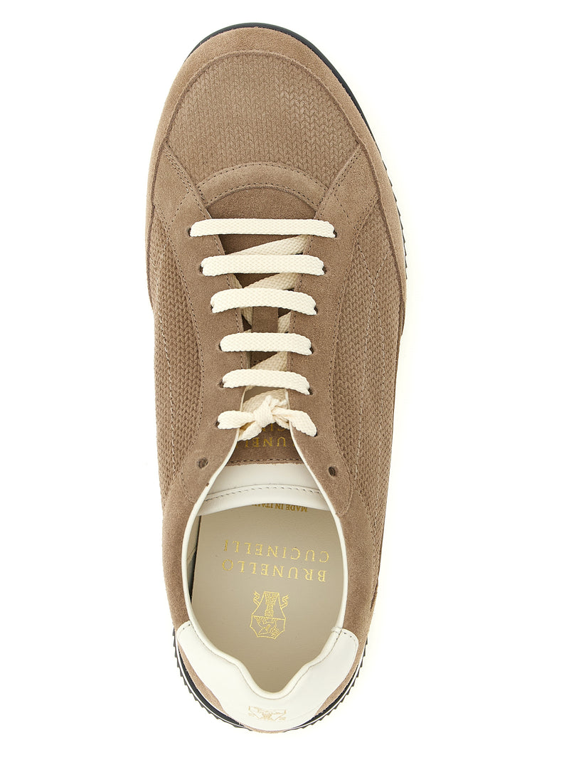 Baskets basses Brunello Cucinelli en cuir de veau beige