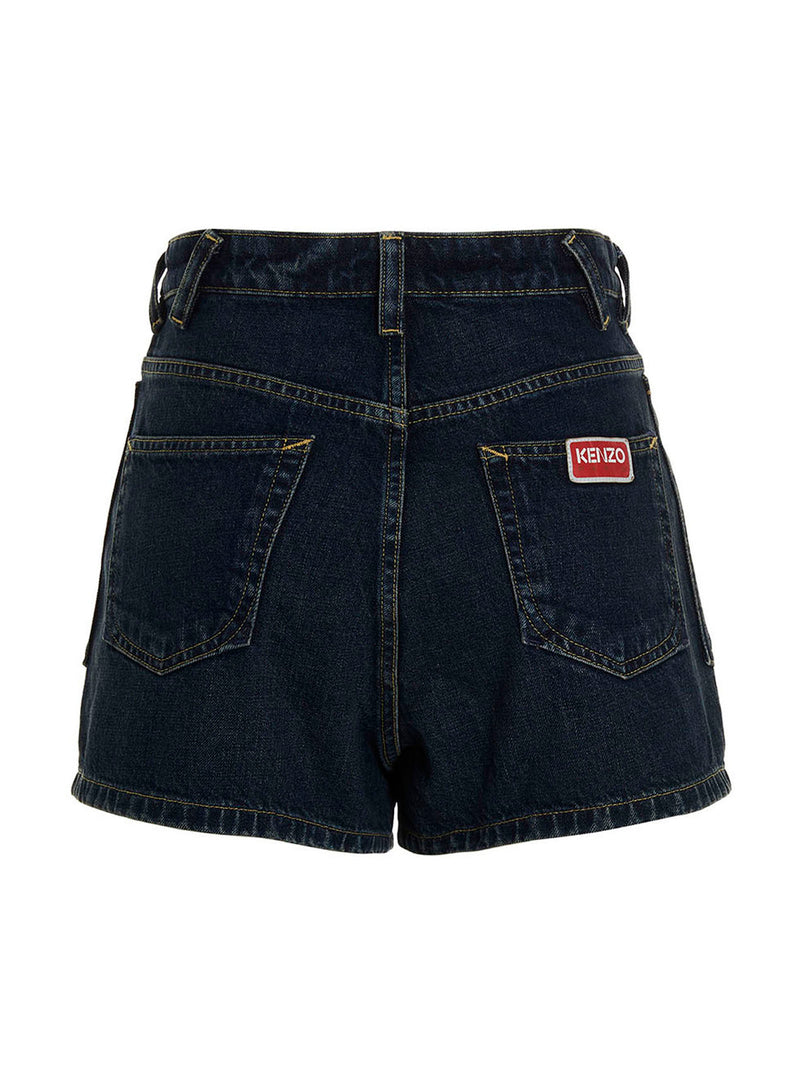 Kenzo Blue Cotton Bermuda Shorts for Women