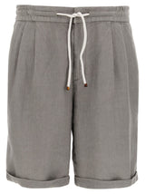 Shorts bermudas en lin gris Brunello Cucinelli