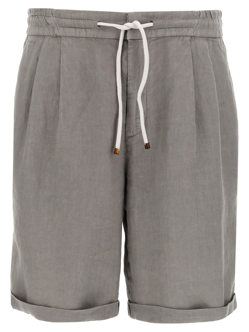 Shorts bermudas en lin gris Brunello Cucinelli