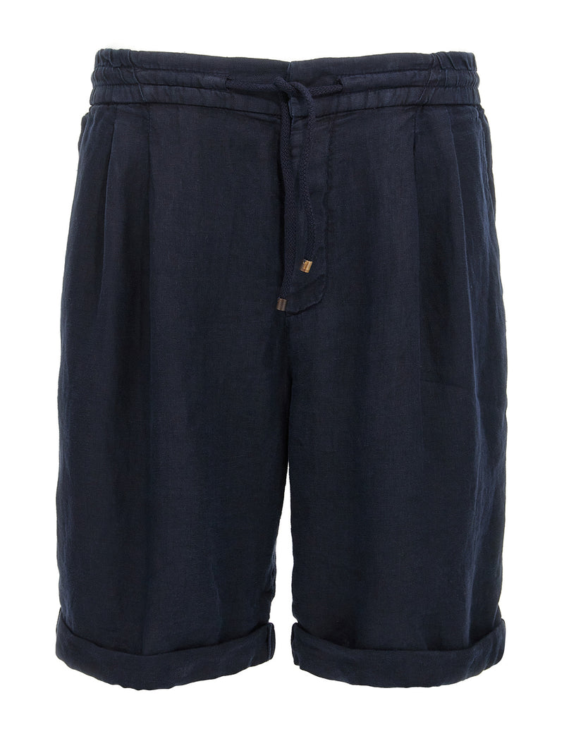 Brunello Cucinelli Bermuda en lin bleu