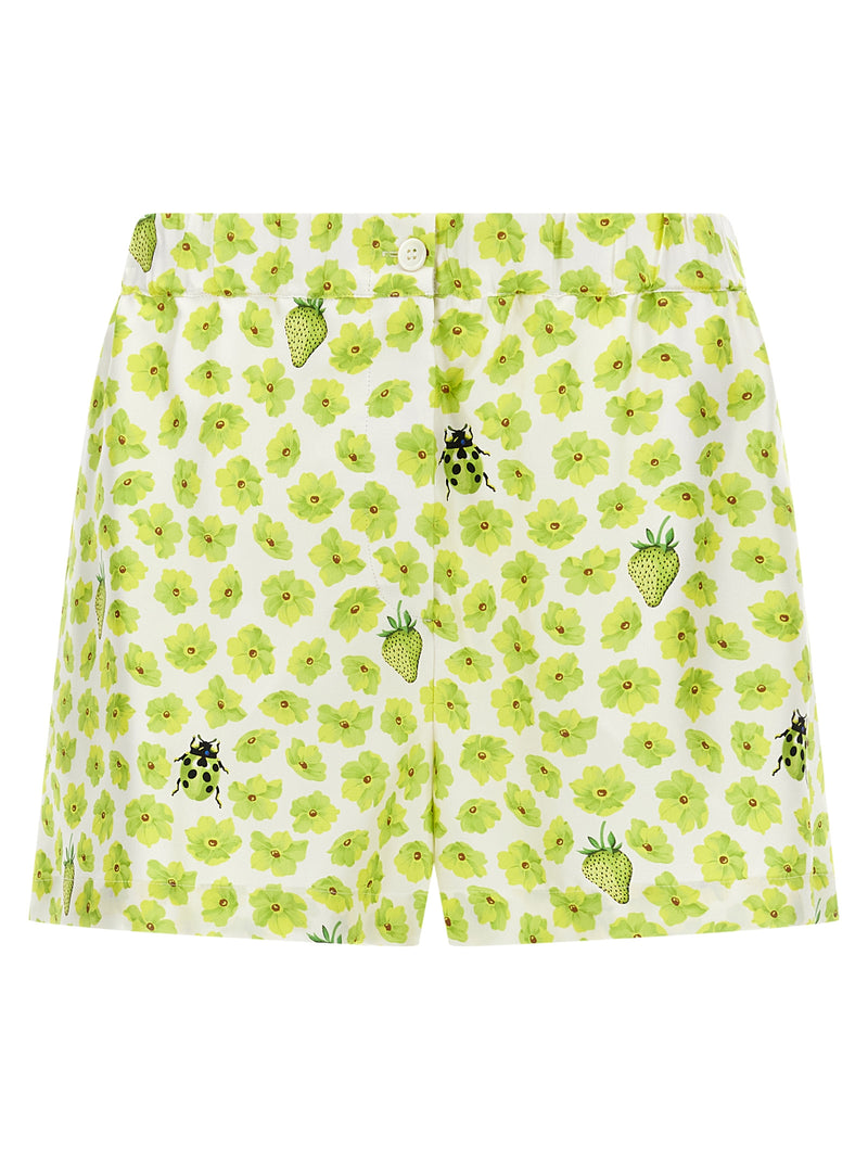 Versace Multicolor Silk Bermuda Shorts - Strawberry Garden Print