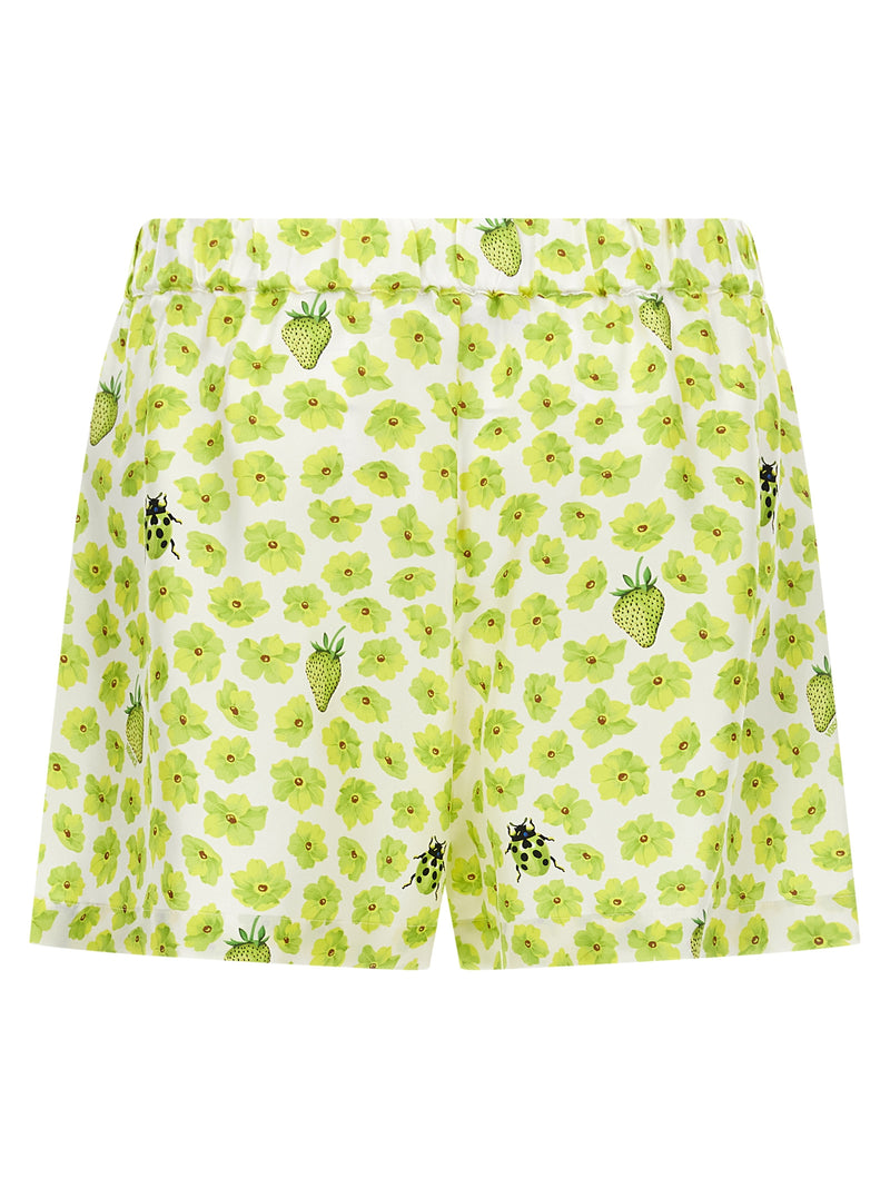Versace Multicolor Silk Bermuda Shorts - Strawberry Garden Print