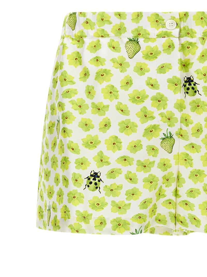 Versace Multicolor Silk Bermuda Shorts - Strawberry Garden Print