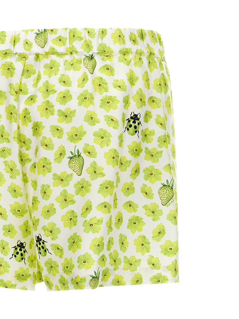 Versace Multicolor Silk Bermuda Shorts - Strawberry Garden Print