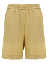 NUDE Beige Viscose Bermuda Shorts