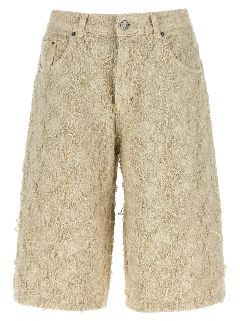 Haikure Becky Fur Denim Beige Cotton Bermuda Shorts