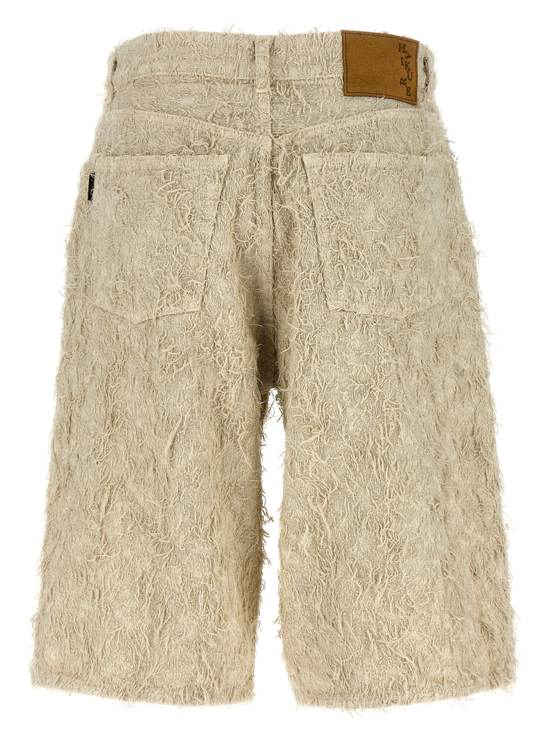 Haikure Becky Fur Denim Beige Cotton Bermuda Shorts