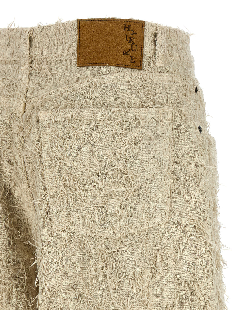 Haikure Becky Fur Denim Beige Cotton Bermuda Shorts