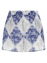 Short Twinset en cuir de raie bleu / peau de raie bermuda