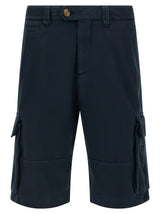 Shorts Bermudas Bleus en Coton Brunello Cucinelli