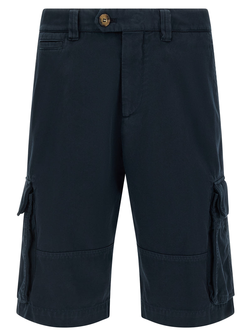 Shorts Bermudas Bleus en Coton Brunello Cucinelli