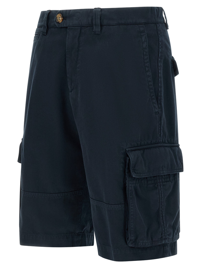 Shorts Bermudas Bleus en Coton Brunello Cucinelli