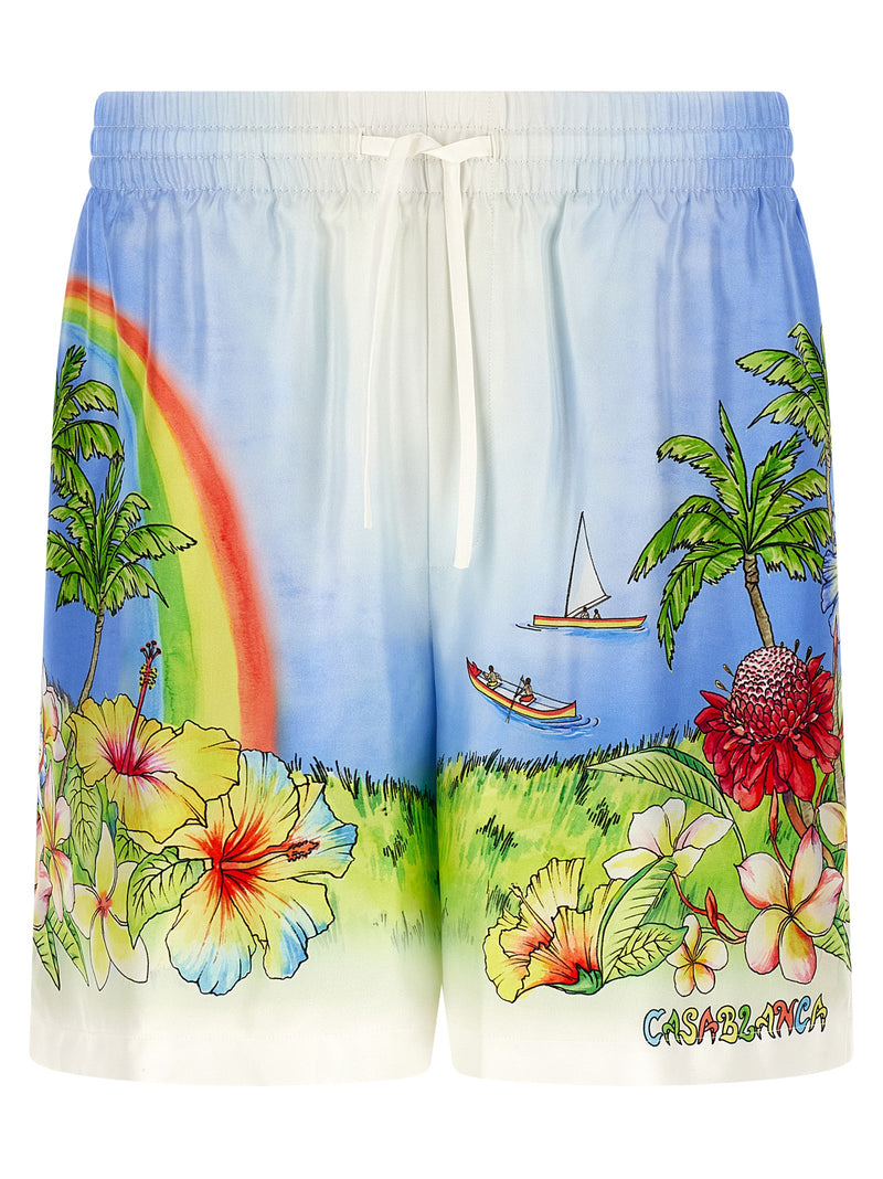 Short bermuda en soie multicolore Casablanca
