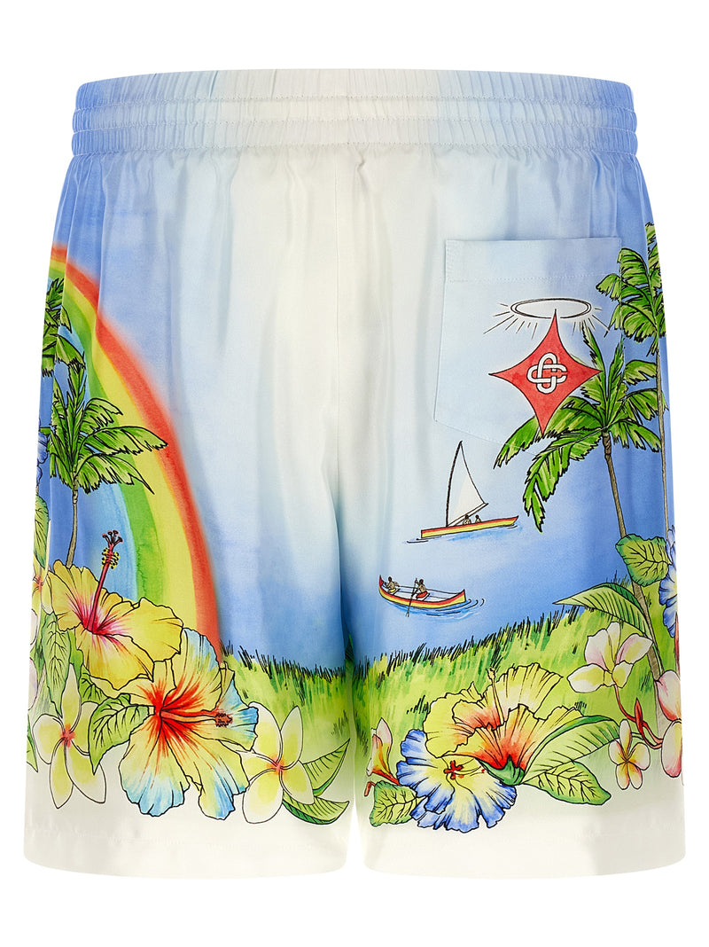 Short bermuda en soie multicolore Casablanca