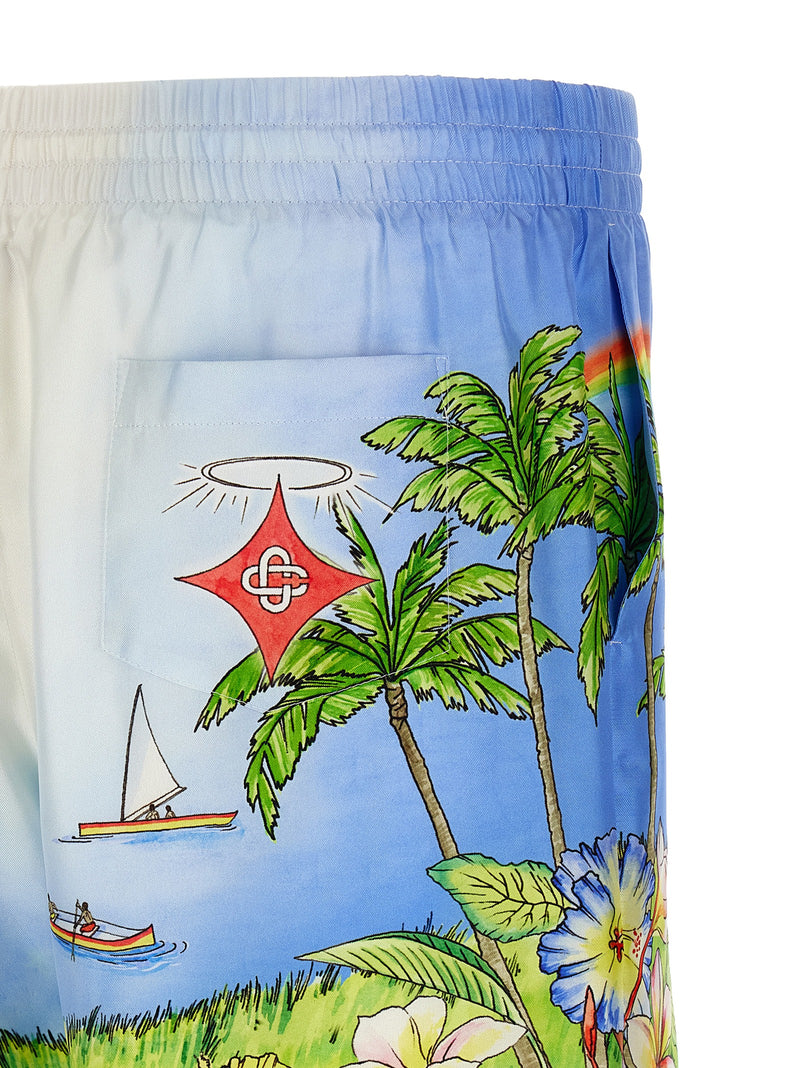 Short bermuda en soie multicolore Casablanca