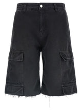 44 Label Group Bold Cargo Black Cotton Bermuda Shorts