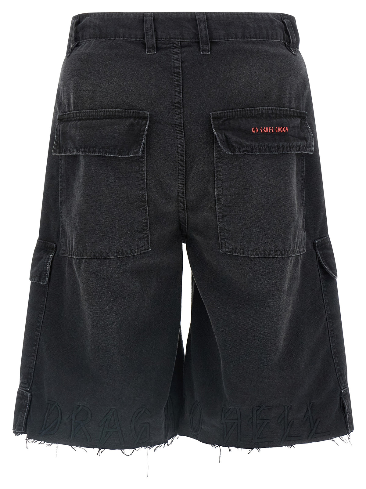 44 Label Group Bold Cargo Black Cotton Bermuda Shorts